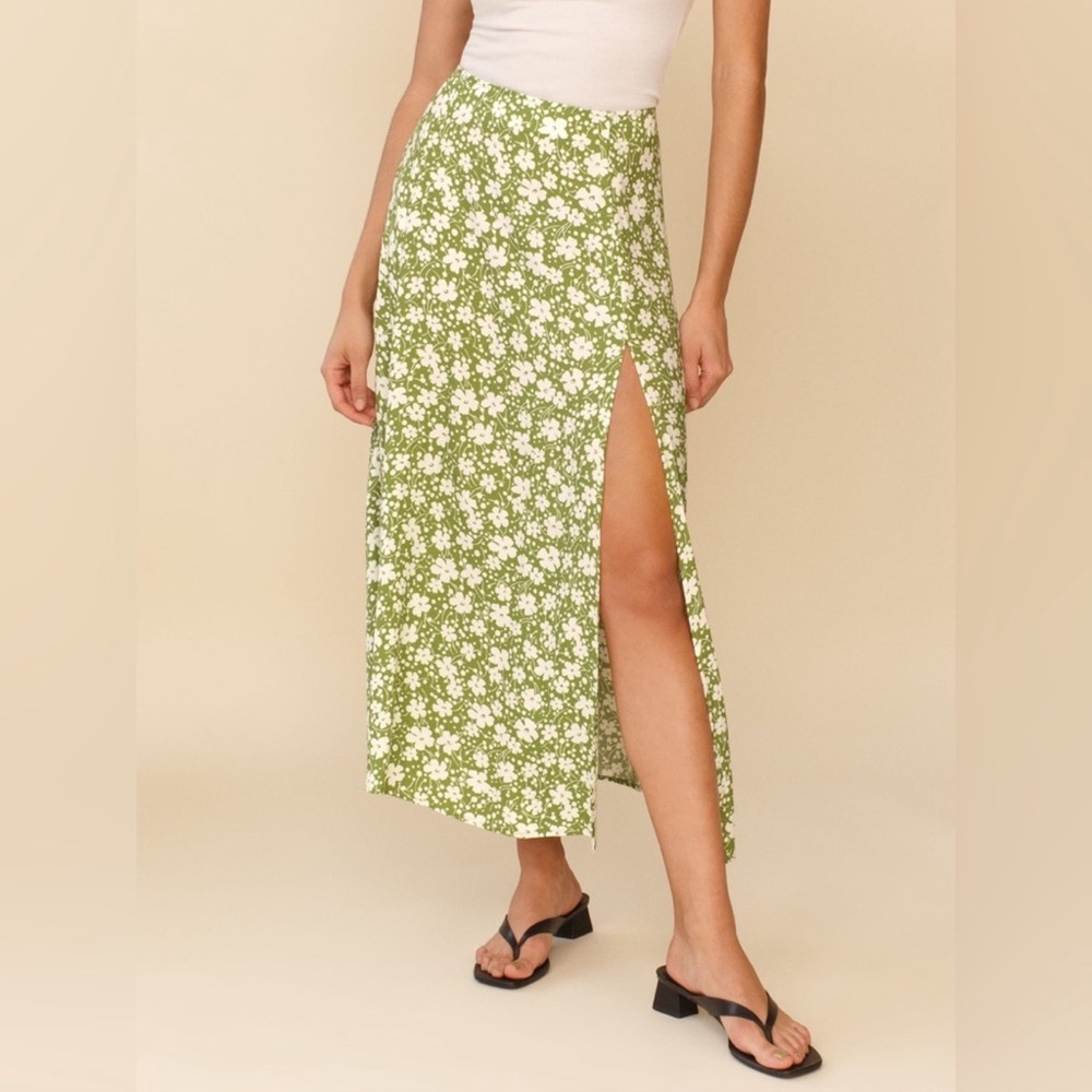 Floral Green Maxi Skirt